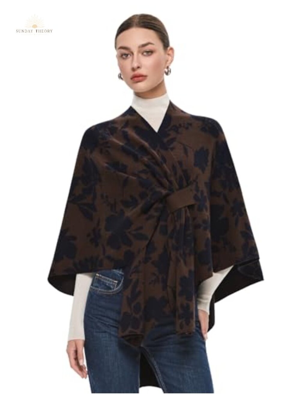 Elegant Shawl Wrap Open Front Poncho Sweater One Size